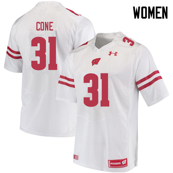 Wisconsin Badgers Women's #31 Madison Cone NCAA Under Armour Authentic White College Stitched Football Jersey MK40Y68JV